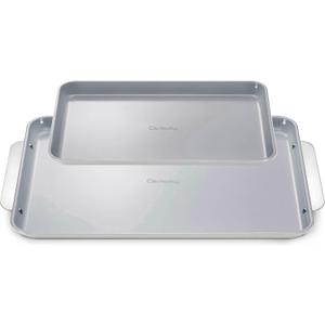 Caraway Non-Stick Ceramic Baking Sheet Duo - Naturally Slick Ceramic Coating - Non-Toxic, PTFE & PFOA Free - 18 x 13" Large & 15 x 10" Medium - Gray