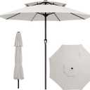 AreShark 11ft 2 Tiers Patio Umbrella - Outdoor Umbrella Waterproof UV Protection, Market Table Umbrella w/ 8 Sturdy Ribs&Crank for Pool, Porch, Garden(Ivory)