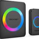 TECKNET Wireless Doorbells for Home, IP65 Waterproof 1,300Ft 120dB Door Bell Ringer Wireless for Classroom with 60 Chimes & 5 Volume Levels, LED Flash (1 button & 1 plug-in receiver, BLACK)