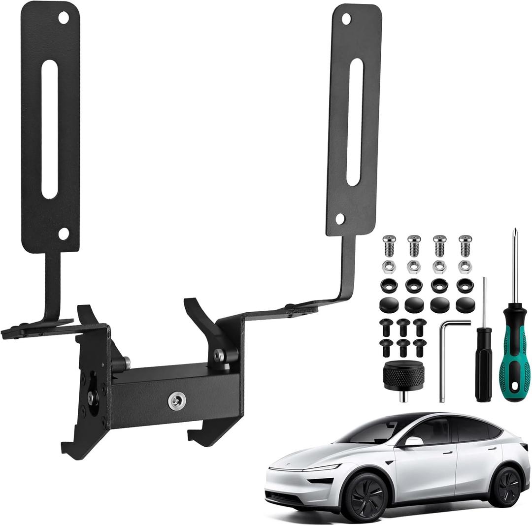 EYPINS Front License Plate Holder for Tesla Model Y Juniper Refresh 2025 2026 Accessories - No Drill/Adhesive Aluminum Alloy License Plate Frame, Anti-Theft, No Loosing, Black