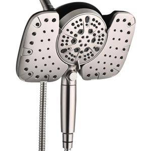 Nickel 2.5GPM Shower Head with Handheld High Pressure: 10 Rainfall Shower Head & HandHeld Shower Head, 10 Spray Settings Detachable Shower Head with ON/OFF Switch and 15-Stage Filter