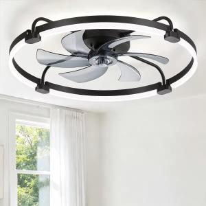 LEDIARY 27.7" Ceiling Fans with Lights, Remote/APP Control, Black