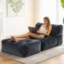 Large Bean Bag Lounger Chair for Adults,Foldable Floor Sofa Bedroom | Softness and Comfort, Boneless Couch with High-Density Sponge, Oversized beanbag chair Living Room Office,No Assembly,Gray