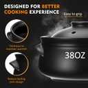 2 Pcs 38 oz Korean Stone Pot Clay Cooking Pot Set Ceramic Sizzling Hot Bowl Korean Bibimbap Soup Dolsot Bowl with Lids for Ttukbaegi and Koreans Stew