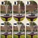 AISITIN Solar Fountain, Solar Bird Bath Fountains Pump with 6 Nozzles, 2026 Upgraded Free Standing Floating Solar Powered Water Fountain Pump for Bird Bath, Garden, Pond, Pool and Outdoor