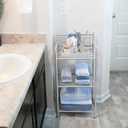 LEEDA 3-Tier Metal Shelving Unit, Sturdy Bathroom Storage Shelf & Free Standing Towel Rack with Adjustable Feet, Open Floor Shelves for Small Space in Bathroom, Kitchen, Office, Silver-Gray