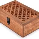 NIRMAN Mango Wood Decorative Wooden Box with Hinged Lid Wooden Storage Box, Decorative Bo xes With Lids (8" x 5" x 3")