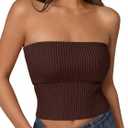 LILLUSORY Womens 2026 Summer Strapless Tube Tops Y2K Stretchy Bandeau Crop Clothes for Beach Vacation and Going Out (Brown, S)