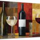 Tarfupth Large Wine Glass Canvas Wall Art for Living Room Geometric Wall Art Abstract Artwork Modern Canvas Prints for Bedroom Kitchen Home Office Decor Room Aesthetic 20x40 Inch