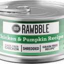 BIXBI Rawbble Shredded Chicken & Pumpkin Recipe Cans  Grain Free, Protein Rich Wet Cat Food  (2.75 Ounce Cans, Case of 24) (EXP 06/21/25)