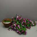 Artificial Hanging Flowers Faux Plants Basket for Outdoors Spring Summer Decor, Fake Silk Bougainvillea in Planter Outdoor Look Real UV Resistant Faux Flower for Outside Porch Patio Garden Home, Dark Purple + Fuchsia