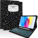 TopPerfekt for Bluetooth Keyboard iPad 10th Gen 10.9 inch (2022) case iPad (A16) 11th/ 10th Gen Case 11'' (2025) with 7-Color Backlights, Pencil Holder, Detachable, Rechargeable-noteLeopard BlackGrey