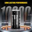 Rechargeable D Batteries with Charger, 4Pack 10000mAh NiMH D Cell Batteries, Low Self Discharge, 4 Slot NiMH Battery Charger with Type-C Input