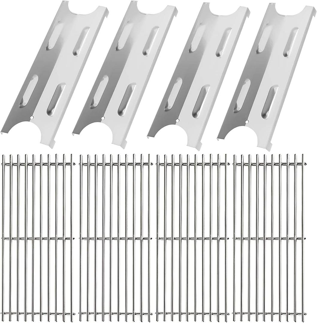 BQMAX Replacement Parts Kit for Master Forge BG179A, Stainless Steel Cooking Grid Grates and Heat Plates Grill Parts for Master Forge BG179A, BG179AO Grill Parts (4-Pack SS)