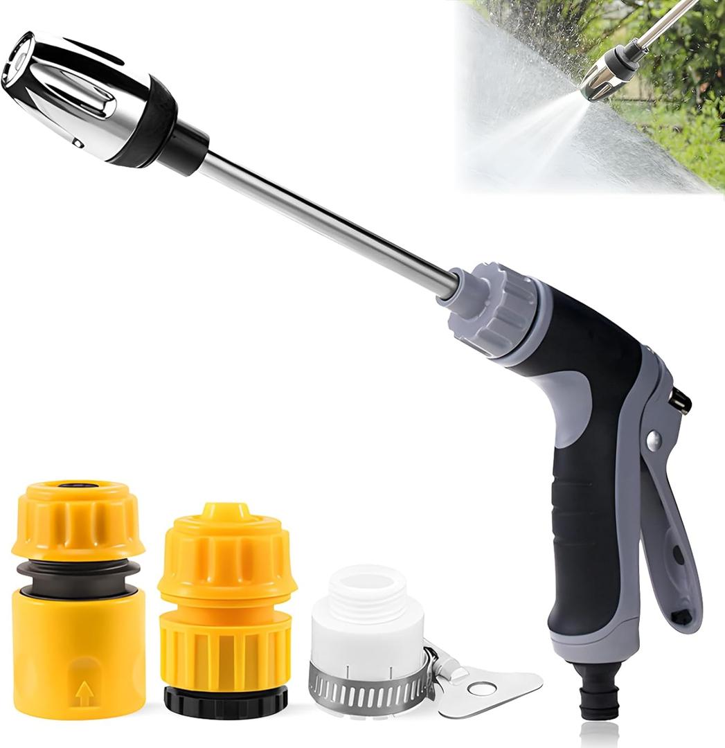 Pressure Washer, High Pressure Water Gun, Portable Washer for Car, Floor, Wall Cleaning, With 360° Rotating for Three Spray Modes (Water Gun + Connector)