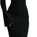 SISKIN Maxi Slimming Fitted Sweater Dress Long Sleeve Ribbed Bodycon Knit Winter Baby Shower Dress (Small, Black)