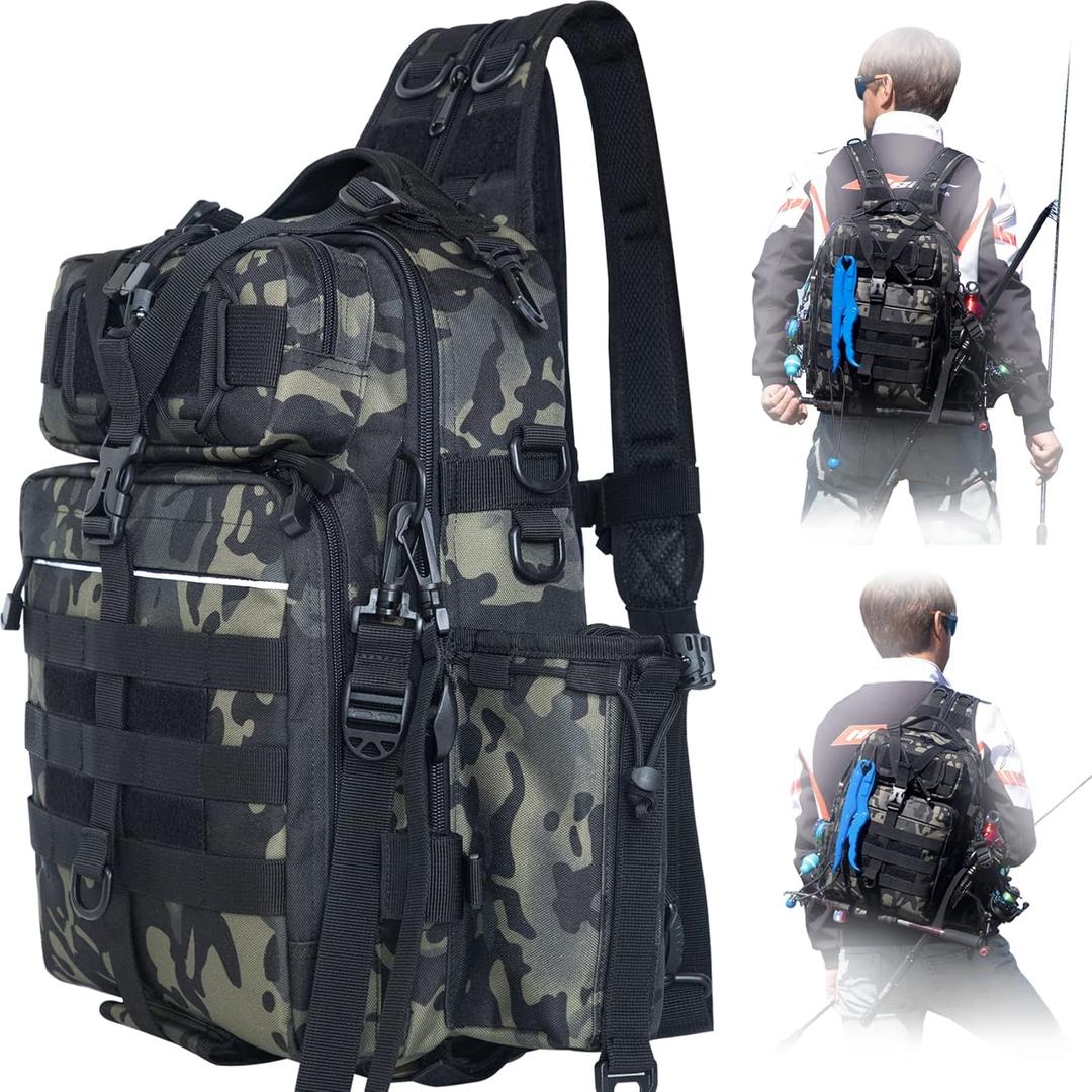 BLISSWILL Outdoor Tackle Bag - Large Water-Resistant Fishing Backpack 