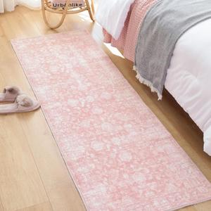 FROZZUR 2x6 Boho Pink Runner Rug Vintage Farmhouse Hallway Entryway Rugs for Kitchen Bedroom Non Slip, Washable Boho Carpet for Home Decor Pink