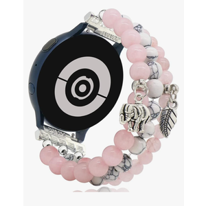 LuReen Beaded Bracelet Band Compatible with Galaxy Watch 7/6/5/4 40mm 44mm/Watch 6 Classic 43mm 47mm/Watch 5 Pro 45mm/Watch 4 Classic/Active 2 Band, 20mm Elastic Stretchy Strap Wristband for Women