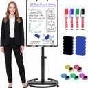 Nicpro Magnetic Rolling Whiteboard, Black Easel for Classroom 36x 24 inches