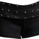 MakeMeChic Women's Fall Y2K Punk Shorts Rivet Studded Straight Leg Mini Shorts Club Outfits (Black), L