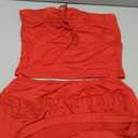 Women Sexy Summer 2 Piece Sets Drawstring Ruched Crop Tube Top Low Rise Ruffle Mini Skirts Sets Y2k Outfits, Size -Medium