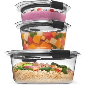 Rubbermaid Brilliance Round Leak Proof Food Storage Containers, 6 Piece Set