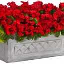 Nearly Natural 18in. Geranium Artificial Plant in Stone Planter UV Resistant (Indoor/Outdoor)