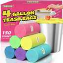 150 Count 4 Gallon Small Trash Bags - Colored Bathroom Garbage Bags Unscented Leak-proof, 15 Liter Plastic Wastebasket Can Liners for Office Bedroom Toilet and Car