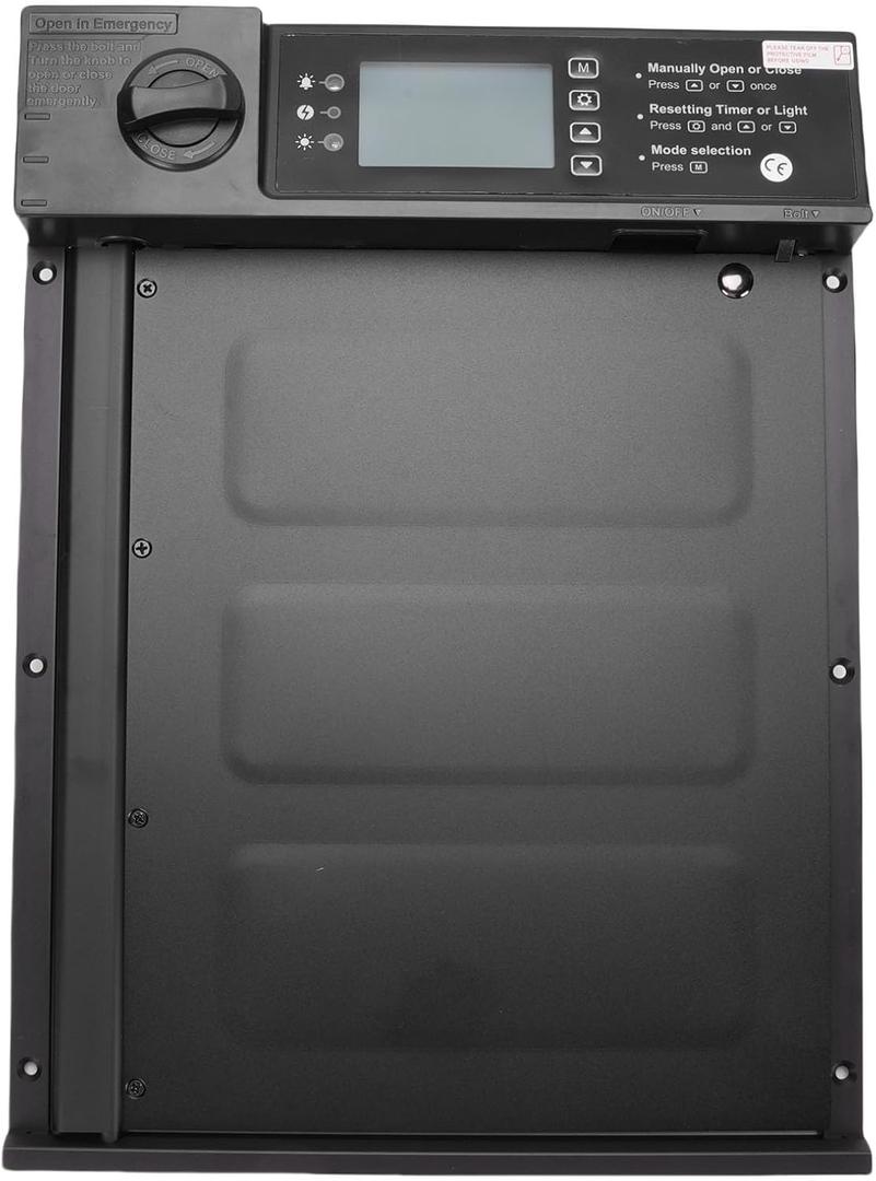 Automatic Chicken Coop Door, Solar Powered Electric Chicken Door with Remote Control Light Sensor Timer Programmable LCD Screen Anti Pinch Cold Weather Aluminum Door for Ducks