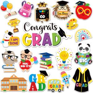 JAPBOR Graduation Car Magnet Decor - 20PCS Kindergarten Graduation Decoration Magnetic, Preschool Graduate Refrigerator Magnetic Stickers, Congrats Grad Fridge Magnets for School Classroom Home Decor