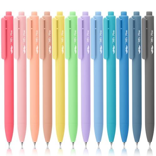 Mr. Pen- Retractable Gel Pens, 12 Pack, Black Ink Gel Pens, Pastel Barrels, Fast Dry, Gel Pen Fine Point 0.7mm