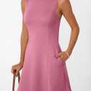 LILLUSORY Women's A-Line Boat Neck Flowy Mini Dress Summer 2026 Going Out Party Club Vacation Sleeveless Tank Dresses (Pink)