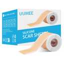 3 x Silicone Scar Sheets Soft Silicone Scar Tape Roll, Reusable Scar Silicone Strips for Surgical Scars, Keloid, Acne Scars, Burn Scar, C-Section (1.6"x 60" Roll)
