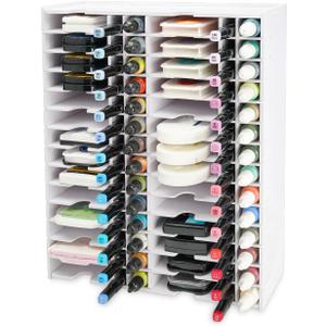 Ink Pad Combo Storage Rack, 28 Grids for Standard Size Stamp Pads, 28 Grid for Markers, 28 Grids for Ink Refill, Stamp Pad Organizer Holder for Desktop, Wall-Mounted Ink Pads Storage
