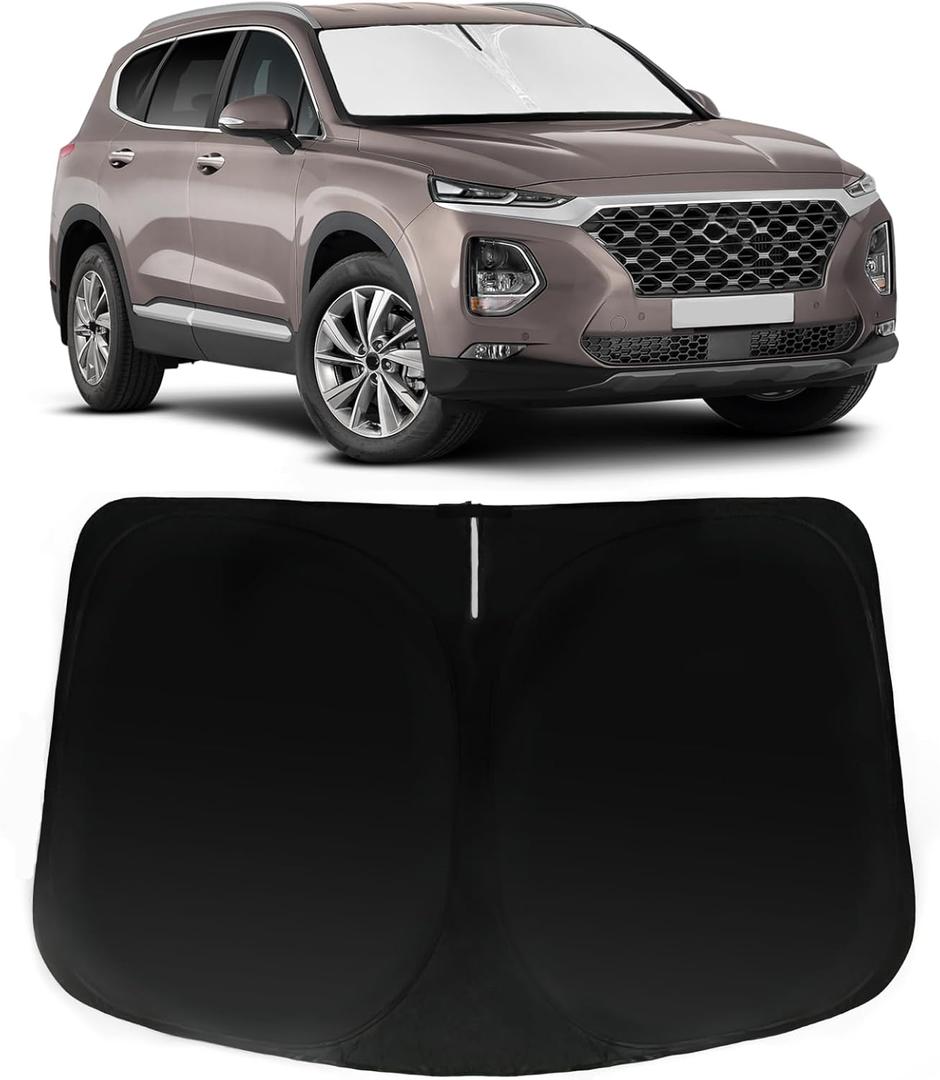 Windshield Sun Shade for Hyundai Santa Fe 2019-2024, Car Front Window Sunshade with 240T Sun Visor Protector Blocks UV Rays Heat Sun Shield Accessories