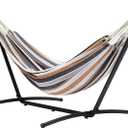 Amazon Basics Double Portable Hammock with Space Saving Steel Stand and Carrying Case, 2 Person, 470lb Capacity, Multi Color, 118" x 46" x 39"