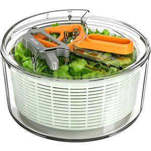 MR.SIGA Large Salad Spinner, Fruit Washing Bowl with Strainer, Salad Dryer for Washing, Spinning, and Draining Greens, Fruits, and Vegetables, 6.87 Quart Capacity