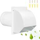 8 Inch Hooded Wall Vent with Screen& Damper,Arc-Shaped Wall Exhaust Vent Cover Cap Suit for Residential Housing,Kitchen Rangeand Outside Air Exhaust,Galvanized Steel,White