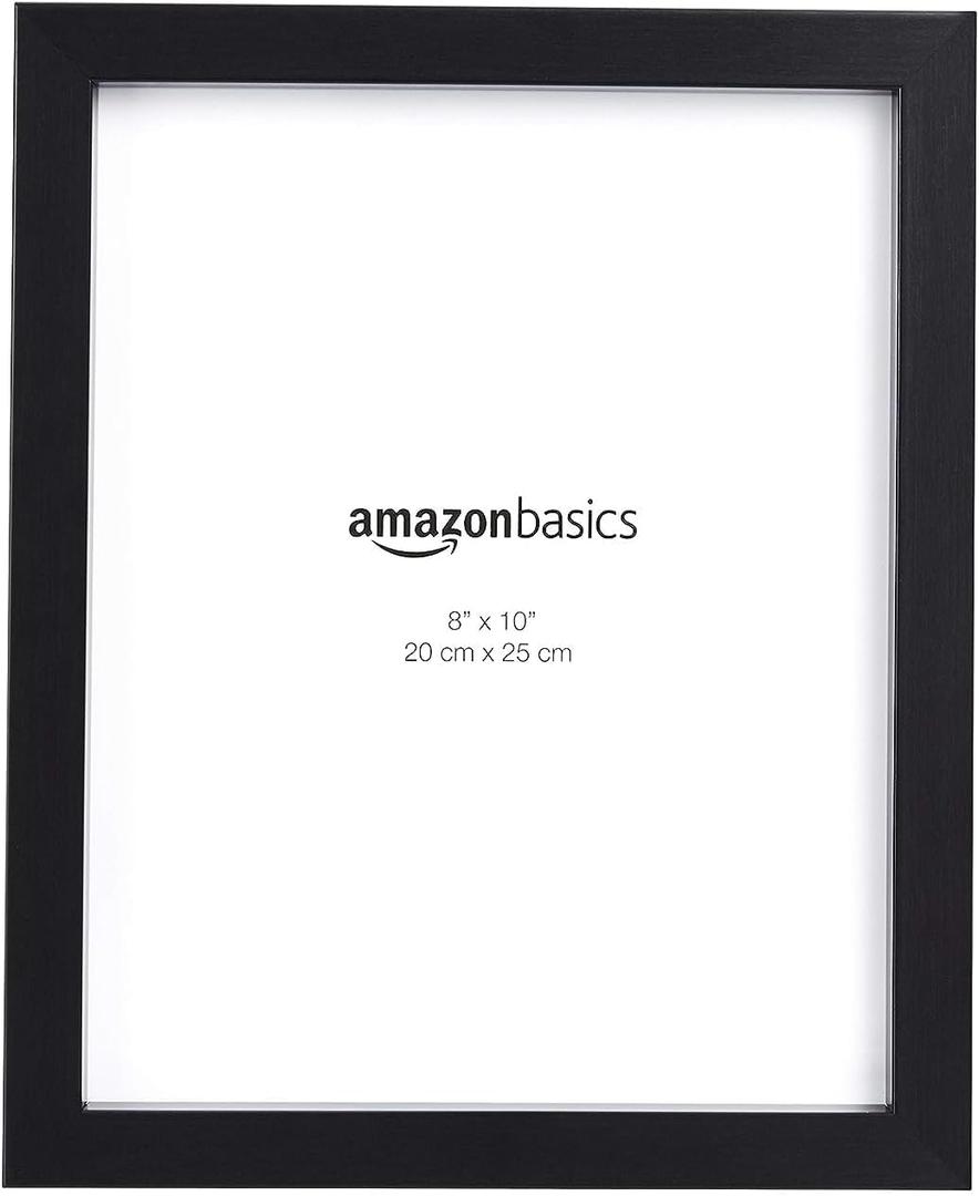 Amazon Basics Rectangular Photo Picture Frame, 8" x 10", Wall Hanging or Tabletop Display, Black, 2-Pack, Horizontal or Vertical