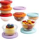 Freshmage Small Glass Bowls with Lids, [8 Pack-6.25 Oz] Meal Prep Bowls Set, Stackable Small Food Storage Containers for Leftovers, Snacks, Nuts, Dips, Dessert, Dishwasher & Microwave Safe