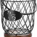 Egg Basket for Gathering Fresh Eggs, Round Egg Collecting Basket with Handle, Egg Holder Countertop Decor & K-Cup Organizer (Metal)