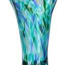 9.0" H Teal Glass Vases for Flowers, Unique Hand Blown Glass Vase Green Home Decor, Wide Mouth Colorful Flower Vase Centerpieces, for Living Room Table Bookshelf, Bathroom Office Shelf Decorative