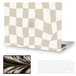 Anban Compatible with MacBook Air 13 inch Case M5 2026 2025-2022 M4 M3 M2 A3449 A3240 A3113 A2681, Plastic Hard Shell+Keyboard Cover+Screen Protector for MacBook Air 13.6 inch Case, Beige Checkered