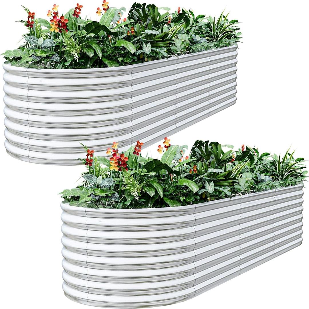 BTDVR 2 PCS 9 in 1 Tall 821.5ft Galvanized Raised Garden Bed Outdoor, Metal Raised Beds for Vegetables, Above Ground Garden Box for Flower, Steel Garden Bed for Gardening