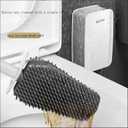 Removable Toilet Brush Set, Soft and Medium Bristles for Cleaning Hygienic Corners, Comes with Suction Cup Seamless Hooks, Grey