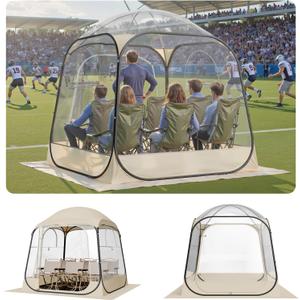 VEVOR Pop Up Sports Tent, 72" x72x76.8 Instant Weather Proof Clear Tent for 4–6 Persons, Portable Foldable Shelter with Removable Floor Mat & Top Cover, for Watching Sports Events, Camping, Fishing