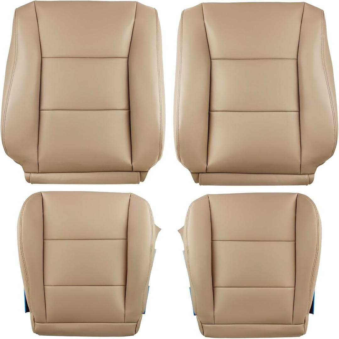 labwork Front Driver and Passenger Side Bottom and Top Lean Back Tan Artificial Leather Seat Cover Replacement for Toyota Land Cruiser 1998-2007