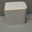 Small Bathroom Trash Can with Lid Soft Close, 5L / 1.3 Gallon Slim Garbage Can with Removable Inner Bucket, Step Stainless Steel Trash Bin for Office, Bathrooms, Bedroom, Living Room (White)