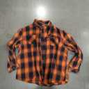 Women's Fall Winter Flannel Long Sleeve Button Down Casual Plaid Shirt XL Orange Navy